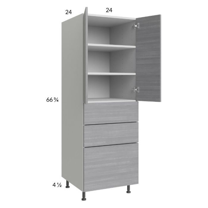 Euro Grey 24x71-1/4 Utility Cabinet with 2 Doors and 3 Drawers