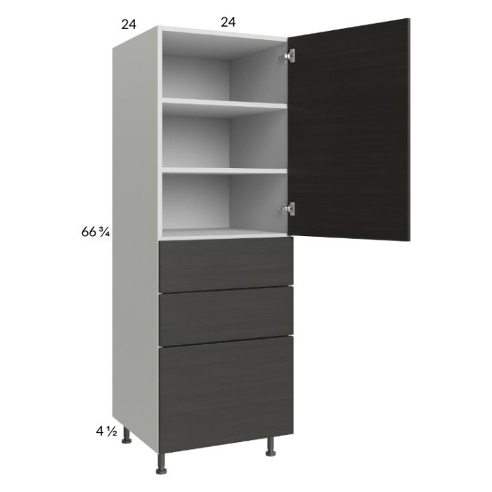 Euro Cafe 24x71-1/4 Utility Cabinet with 1 Door and 3 Drawers