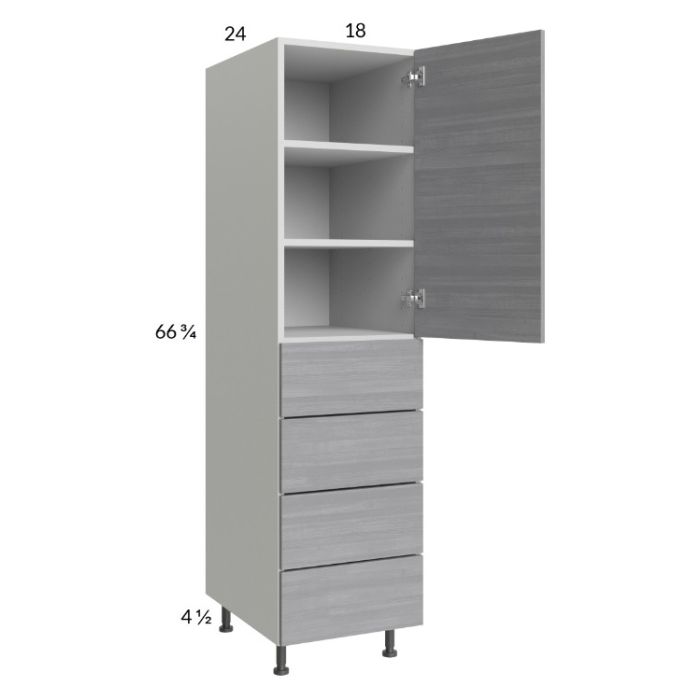 Euro Grey 18x71-1/4 Utility Cabinet with 1 Door and 4 Drawers
