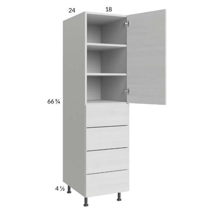 Euro White Grain 18x71-1/4 Utility Cabinet with 1 Door and 4 Drawers