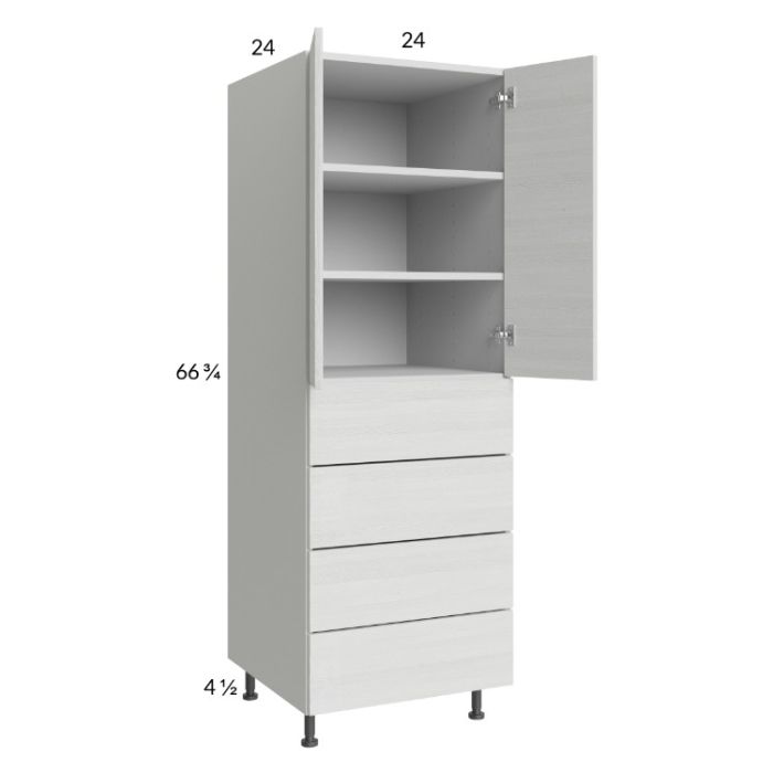 Euro White Grain 24x71-1/4 Utility Cabinet with 2 Doors and 4 Drawers