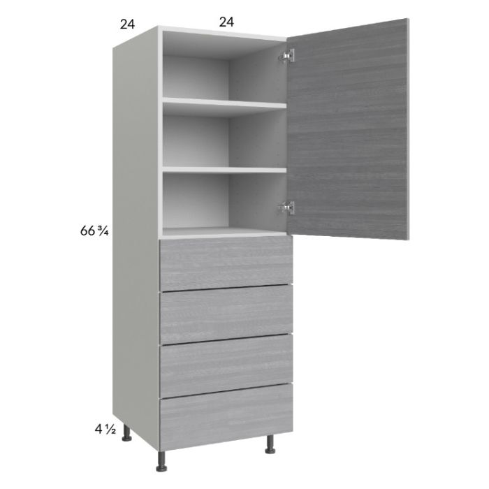 Euro Grey 24x71-1/4 Utility Cabinet with 1 Door and 4 Drawers