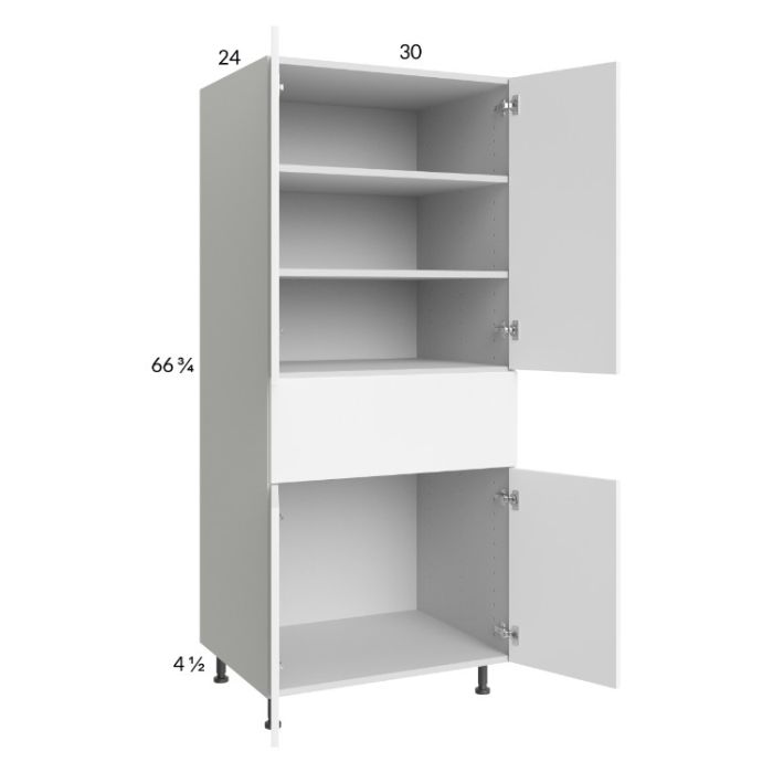 Euro Gloss White 30x71-1/4 Utility Cabinet with 2 Doors and 1 Drawer