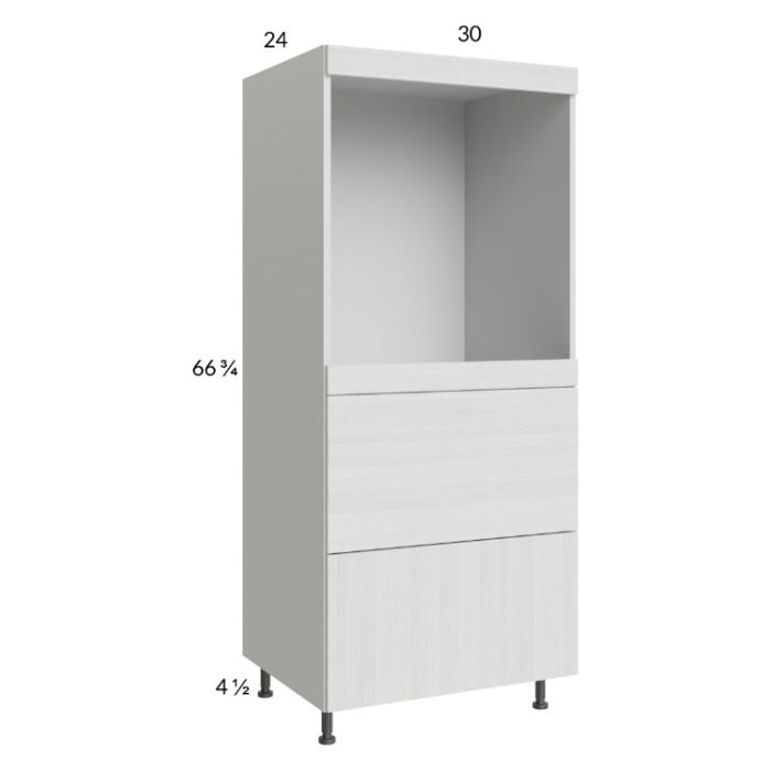 Euro White Grain 30x71-1/4 Single Oven Cabinet with 2 Drawers