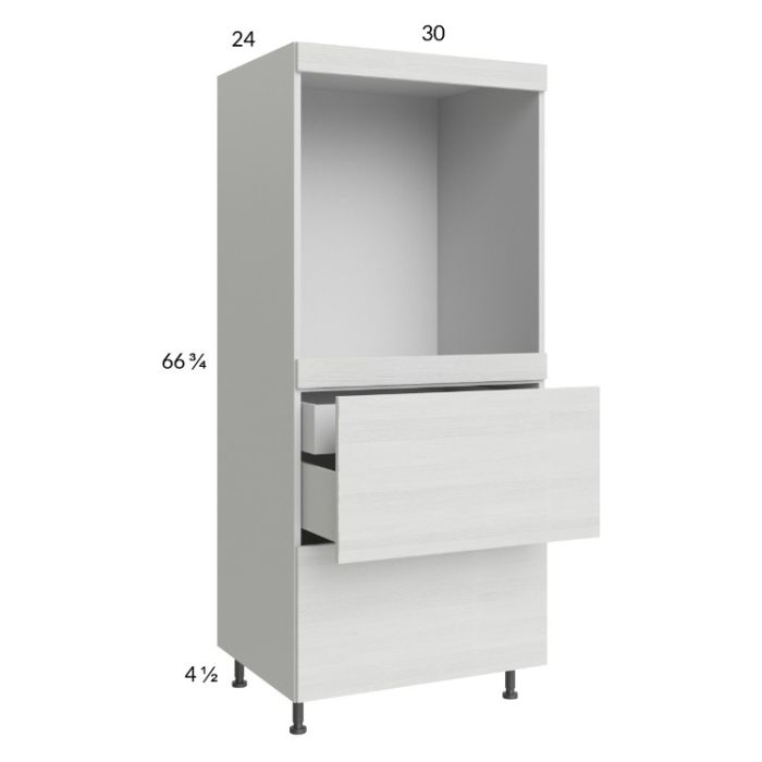 Euro White Grain 30x71-1/4 Single Oven Cabinet with 2 Drawers and 1 Inner Drawer