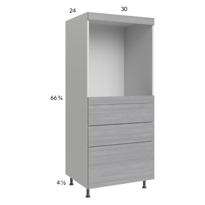 Euro Grey 30x71-1/4 Single Oven Cabinet with 3 Drawers