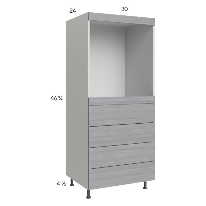 Euro Grey 30x71-1/4 Single Oven Cabinet with 4 Drawers