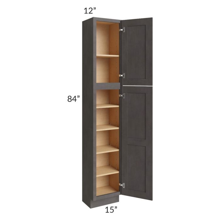 Midtown Dark Grey Shaker 15x12x84 Pantry Cabinet 