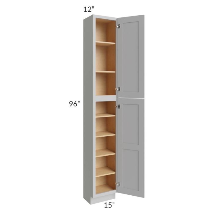 Midtown Painted Grey Shaker 15x12x96 Pantry Cabinet 