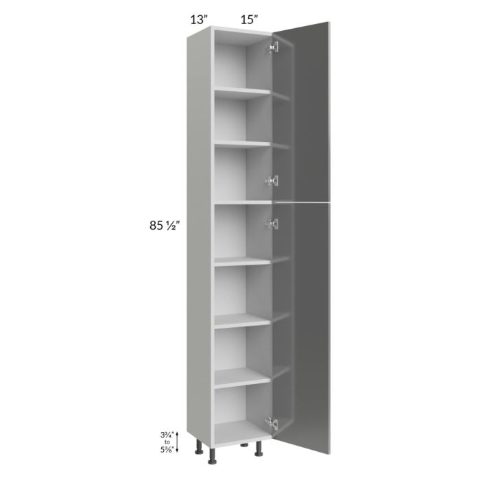 Milan Grey Gloss 15x13x90 Pantry Cabinet (13" depth)