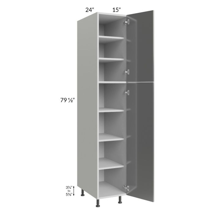 Milan Grey Gloss 15x24x84 Pantry Cabinet (24" depth)