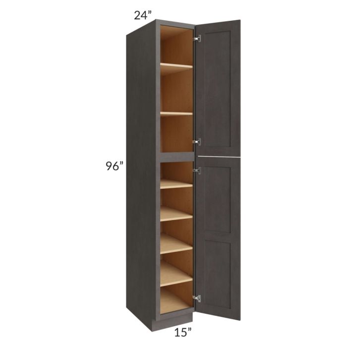 Midtown Dark Grey Shaker 15x24x96 Pantry Cabinet