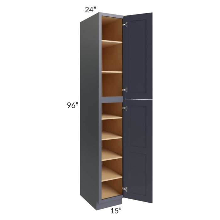 Midtown Indigo Shaker 15x24x96 Pantry Cabinet