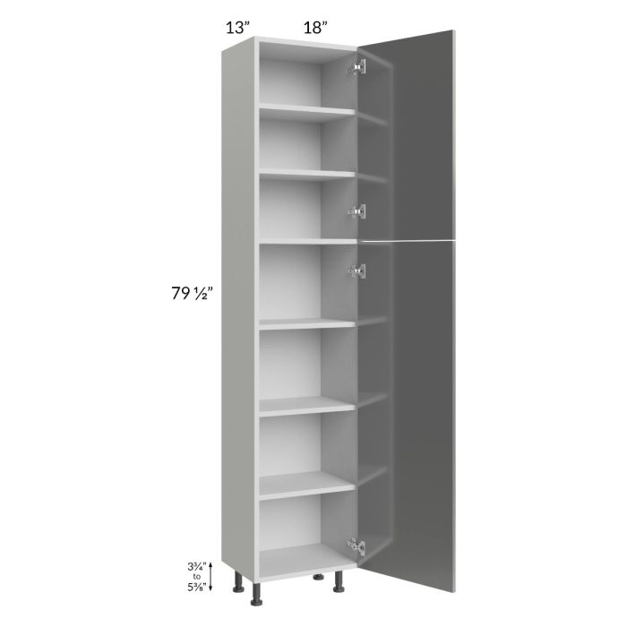 Milan Grey Gloss 18x13x84 Pantry Cabinet (13" depth)