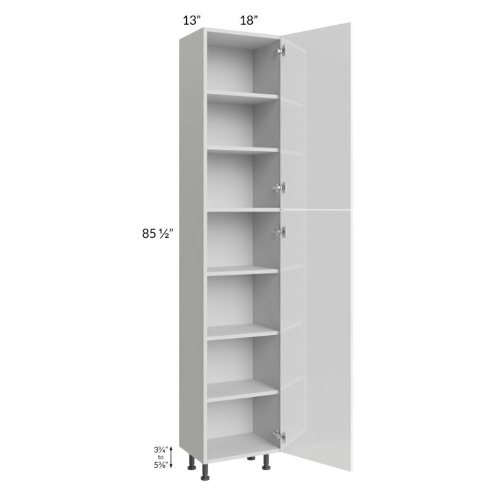 Milan White Gloss 18x13x90 Pantry Cabinet (13" depth)