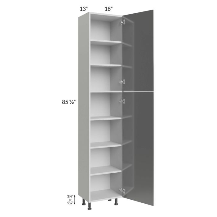 Milan Grey Gloss 18x13x90 Pantry Cabinet (13" depth)