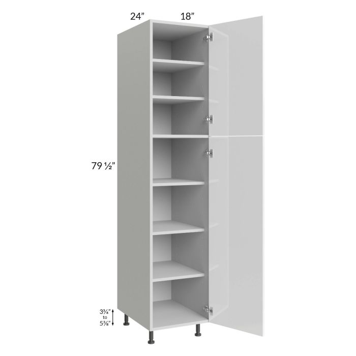 Milan White Gloss 18x24x84 Pantry Cabinet (24" depth)