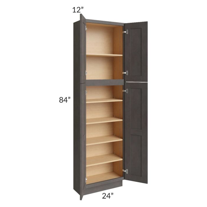 Midtown Dark Grey Shaker 24x12x84 Pantry Cabinet 