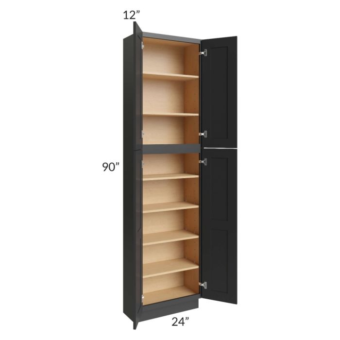 Midtown Black Shaker 24x12x90 Pantry Cabinet 