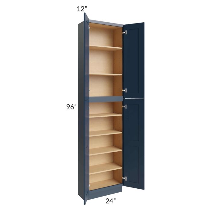 Midtown Blue Shaker 24x12x96 Pantry Cabinet 