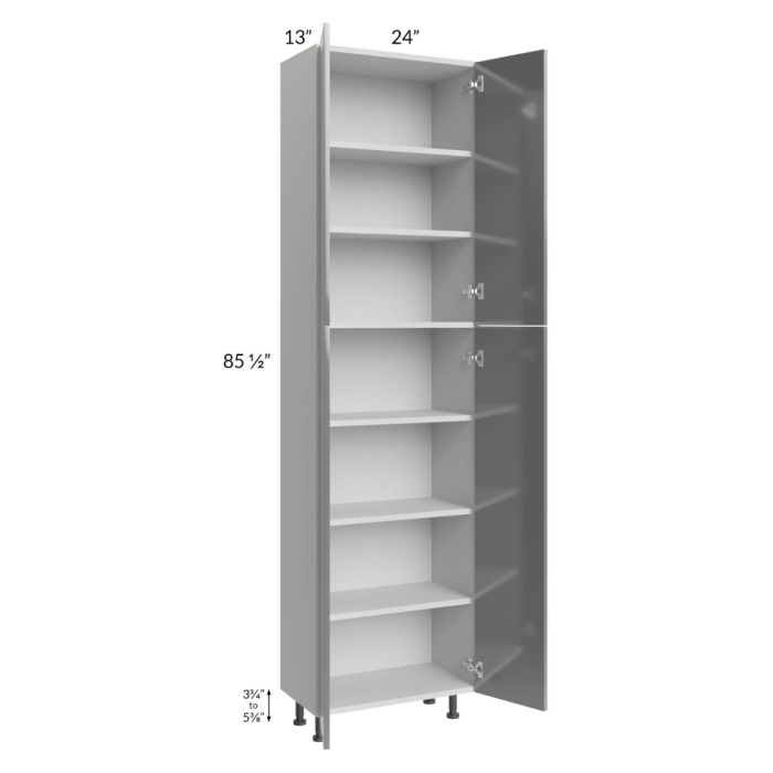 Milan Grey Gloss 24x13x90 Pantry Cabinet (4 doors, 13" depth)