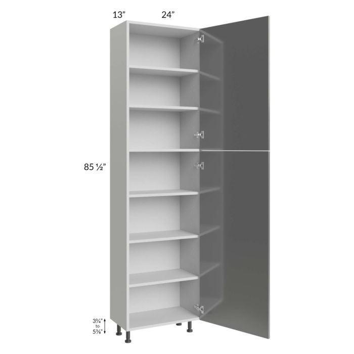 Milan Grey Gloss 24x13x90 Pantry Cabinet (2 doors, 13" depth)