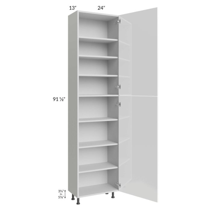 Milan White Gloss 24x13x90 Pantry Cabinet (2 doors, 13" depth)