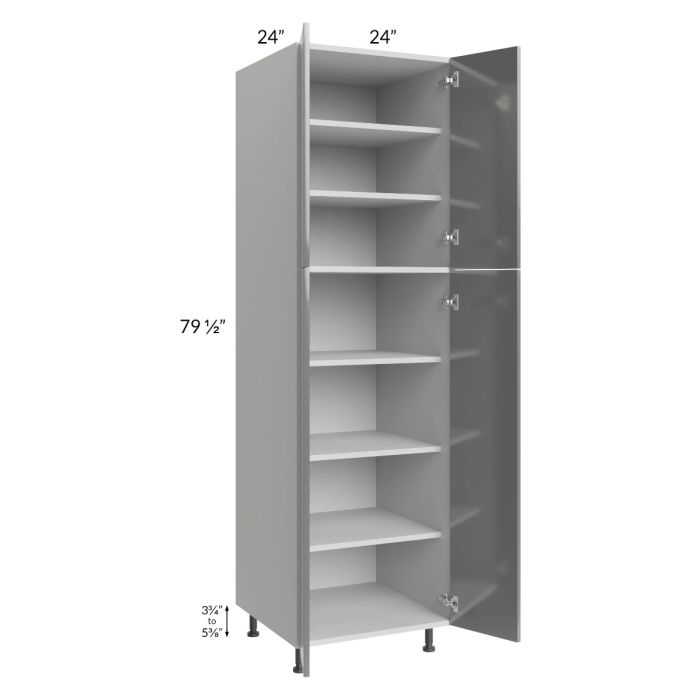 Milan Grey Gloss 24x24x84 Pantry Cabinet (4 doors, 24" depth)