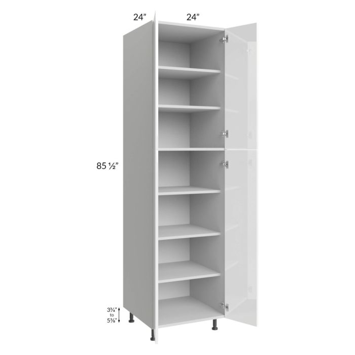 Milan White Gloss 24x24x90 Pantry Cabinet (4 doors, 24" depth)