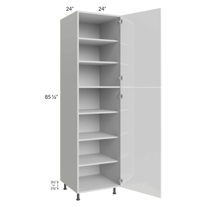 Milan White Gloss 24x24x90 Pantry Cabinet (2 doors, 24" depth)