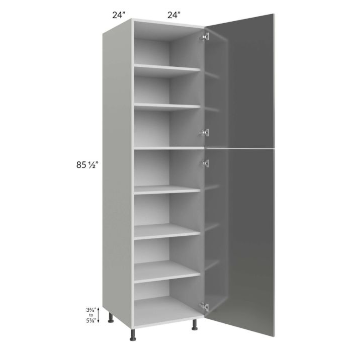 Milan Grey Gloss 24x24x90 Pantry Cabinet (2 doors, 24" depth)