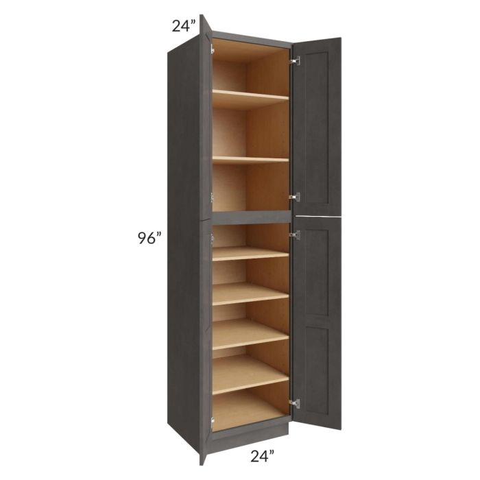 Midtown Dark Grey Shaker 24x24x96 Pantry Cabinet