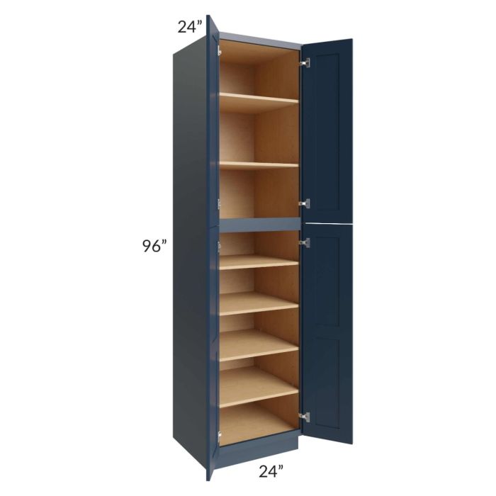 Midtown Blue Shaker 24x24x96 Pantry Cabinet