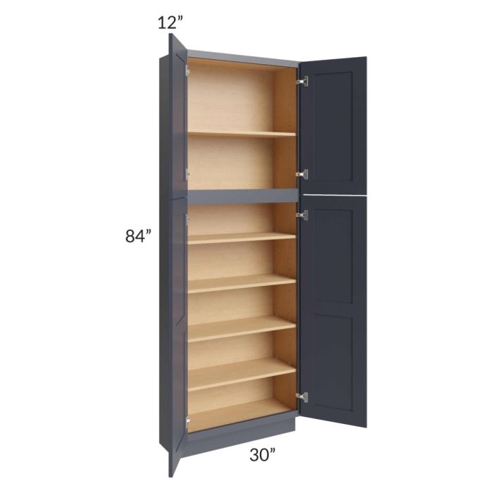 Midtown Indigo Shaker 30x12x84 Pantry Cabinet 