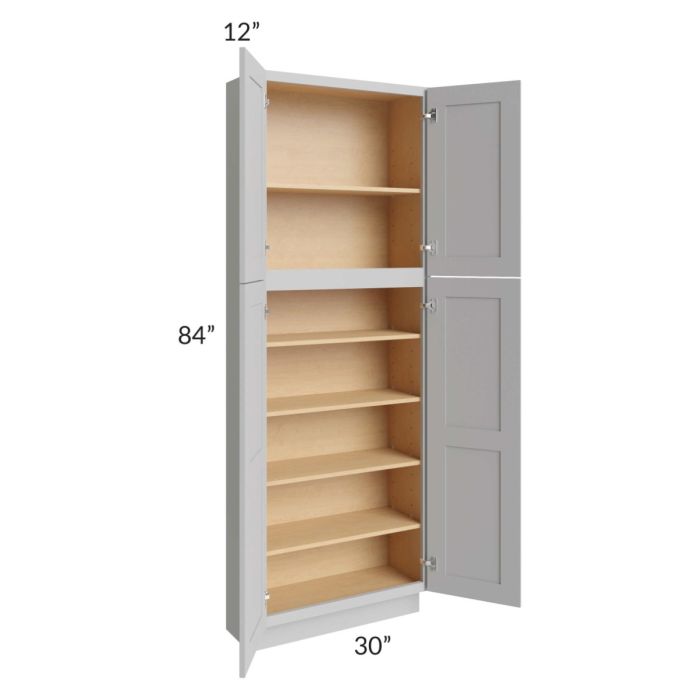 Midtown Painted Grey Shaker 30x12x84 Pantry Cabinet 
