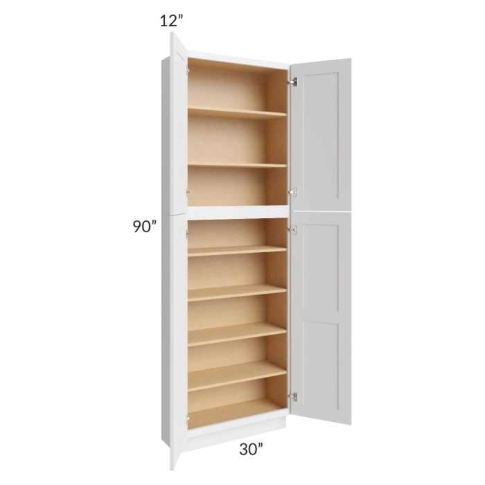 Midtown White Shaker 30x12x90 Pantry Cabinet 