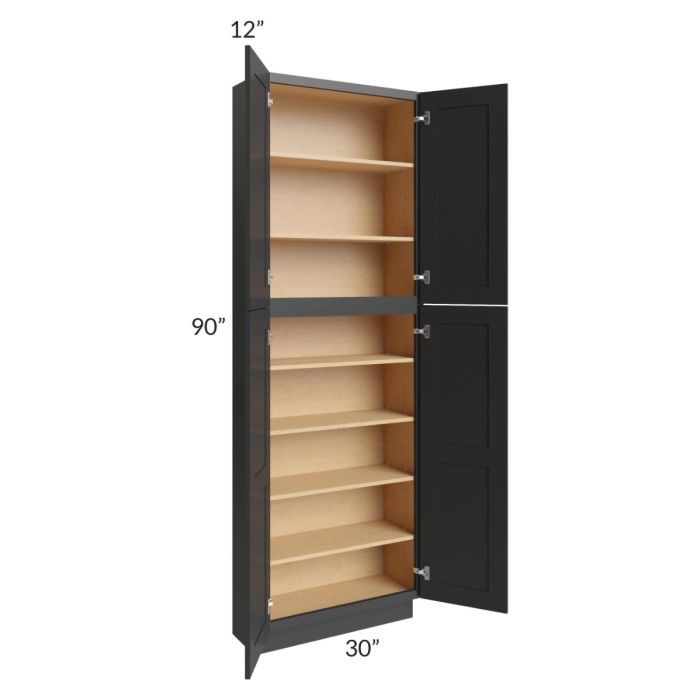Midtown Black Shaker 30x12x90 Pantry Cabinet 