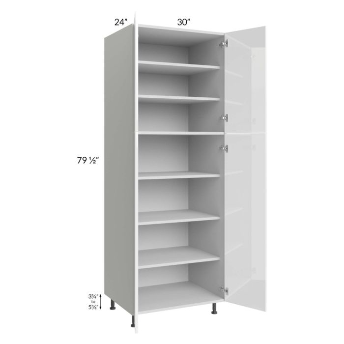 Milan White Gloss 30x24x84 Pantry Cabinet (24" depth)