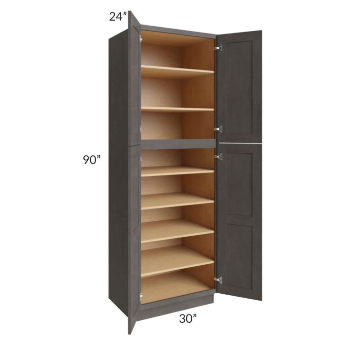 Midtown Dark Grey Shaker 30x24x90 Pantry Cabinet