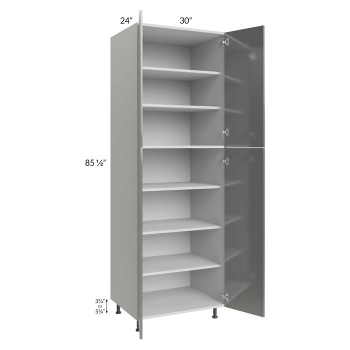 Milan Grey Gloss 30x24x90 Pantry Cabinet (24" depth)