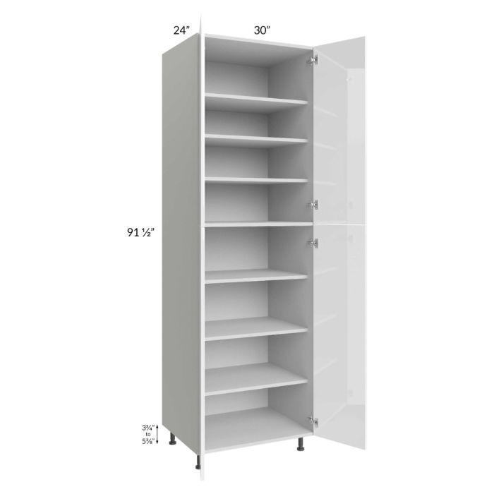Milan White Gloss 30x24x96 Pantry Cabinet (24" depth)