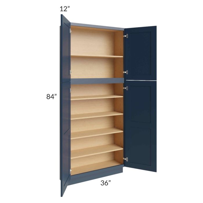 Midtown Blue Shaker 36x12x84 Pantry Cabinet