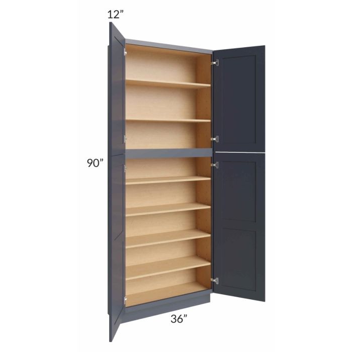 Midtown Indigo Shaker 36x12x90 Pantry Cabinet