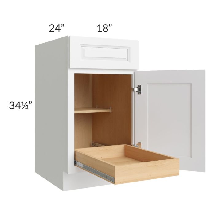 Lakewood White 18" Base Cabinet with 1 Rollout Tray