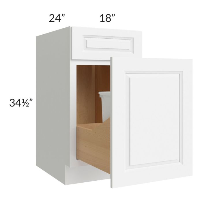 Lakewood White 18" Base Cabinet with Double Trashcan Pullout