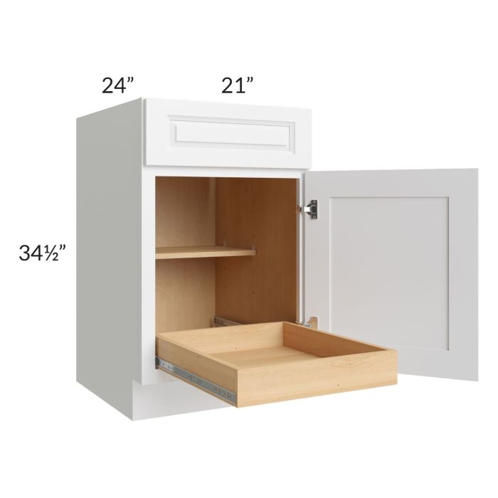 Lakewood White 21" Base Cabinet with 1 Rollout Tray