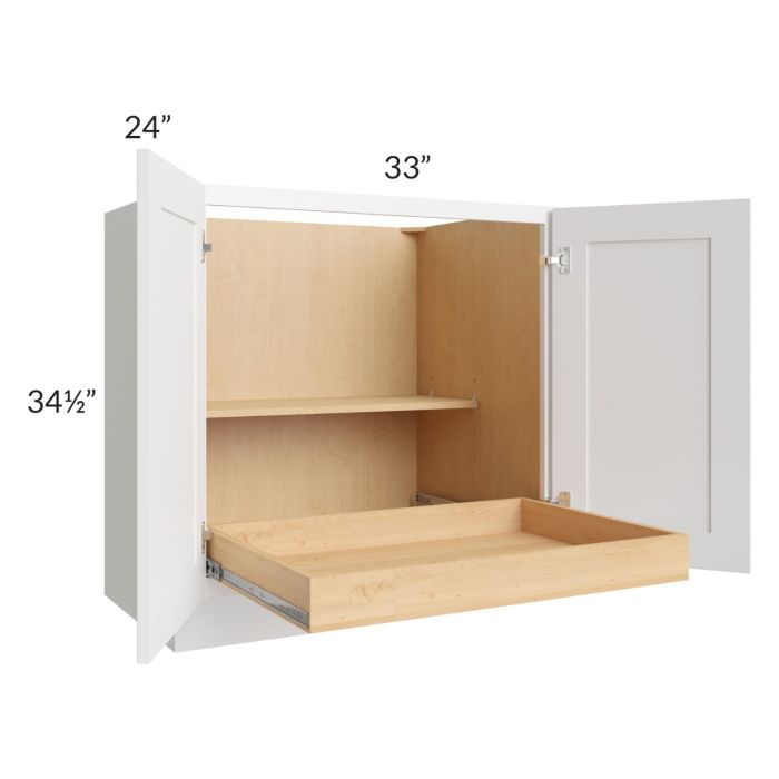 Lakewood White 33" Full Height Base Cabinet with 1 Rollout Tray
