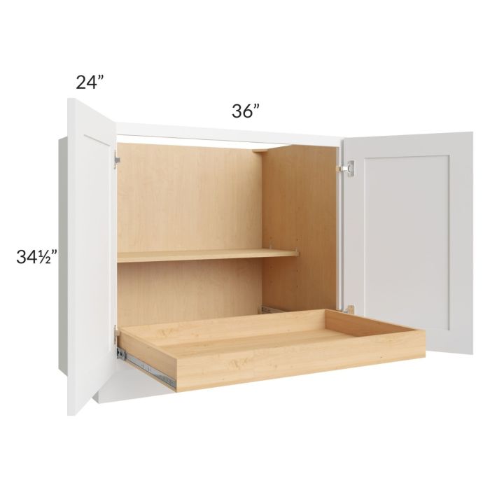 Lakewood White 36" Full Height Base Cabinet with 1 Rollout Tray