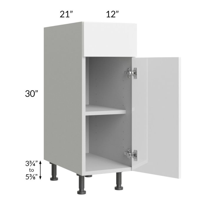 Milan White Gloss 12" Vanity Base Cabinet