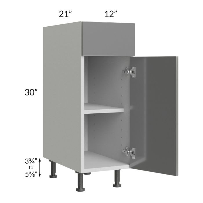 Milan Grey Gloss 12" Vanity Base Cabinet